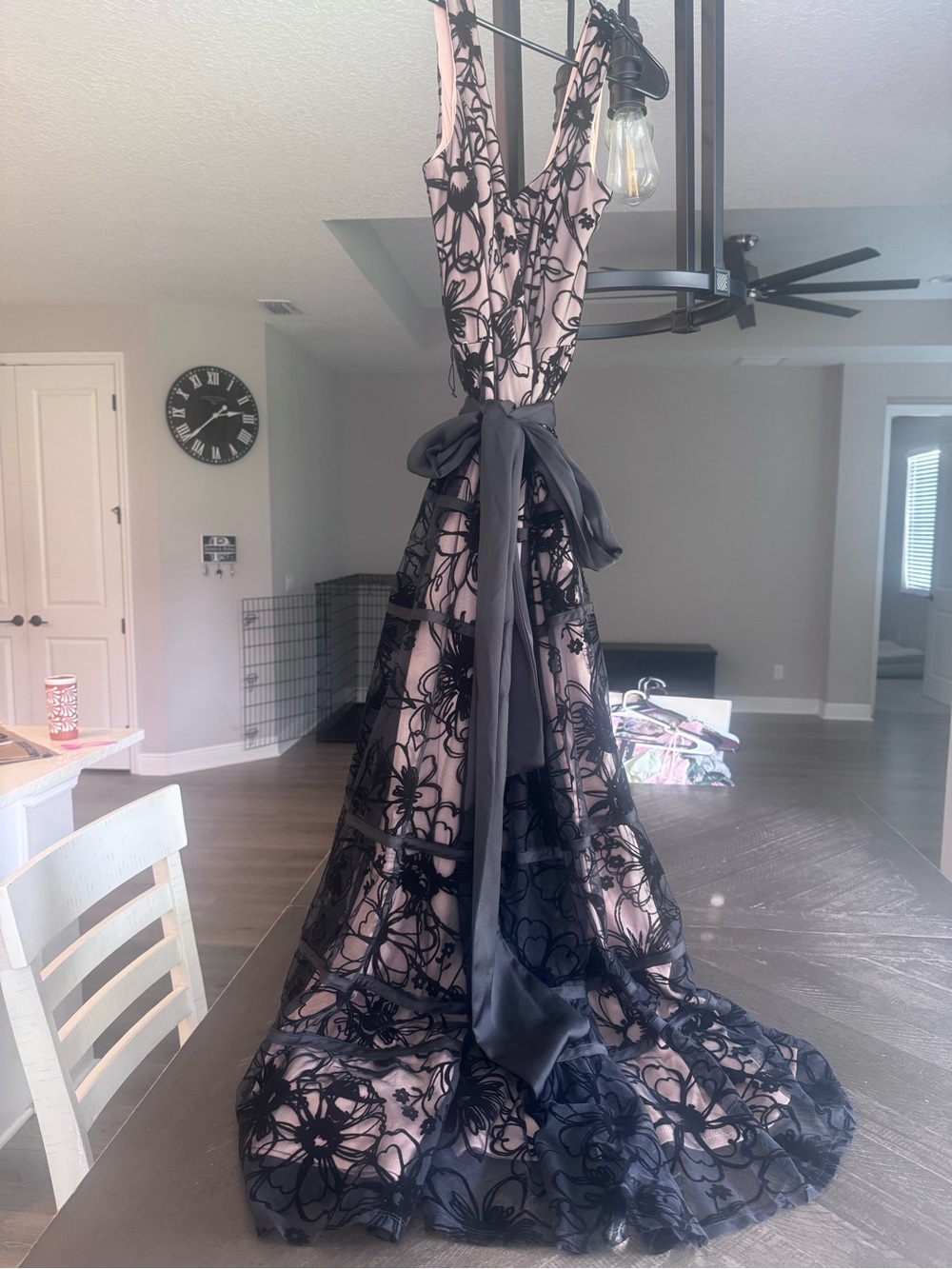 Taylor Black Lace Maxi Dress with Nude Slip